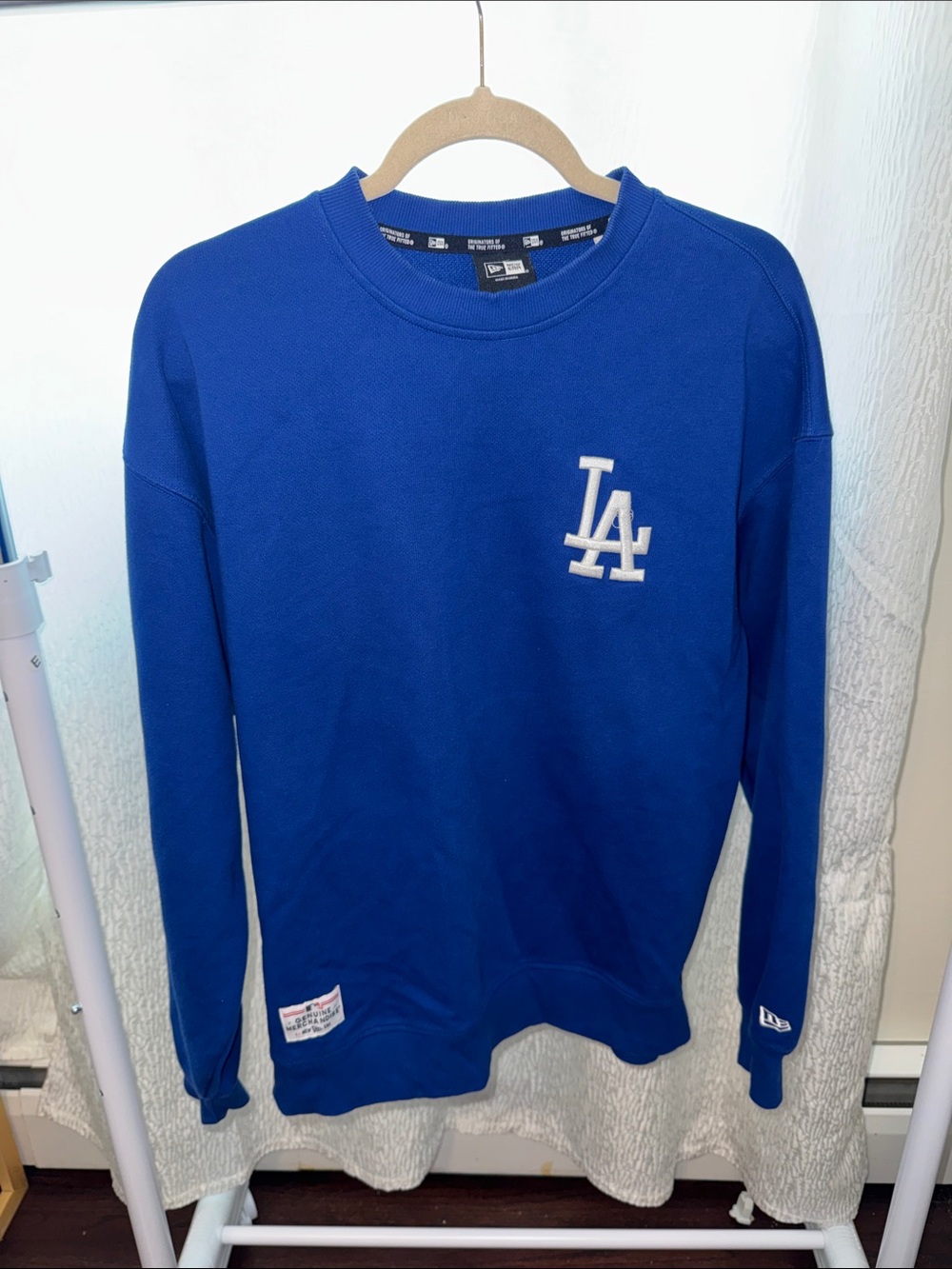 MLB LA Dodgers Royal Blue Pullover Sweatshirt with White Logo